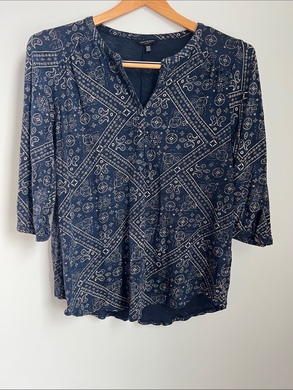 Lucky Brand | Navy Bandana-Print V-Neck Tunic #7Q62820 Size 1X